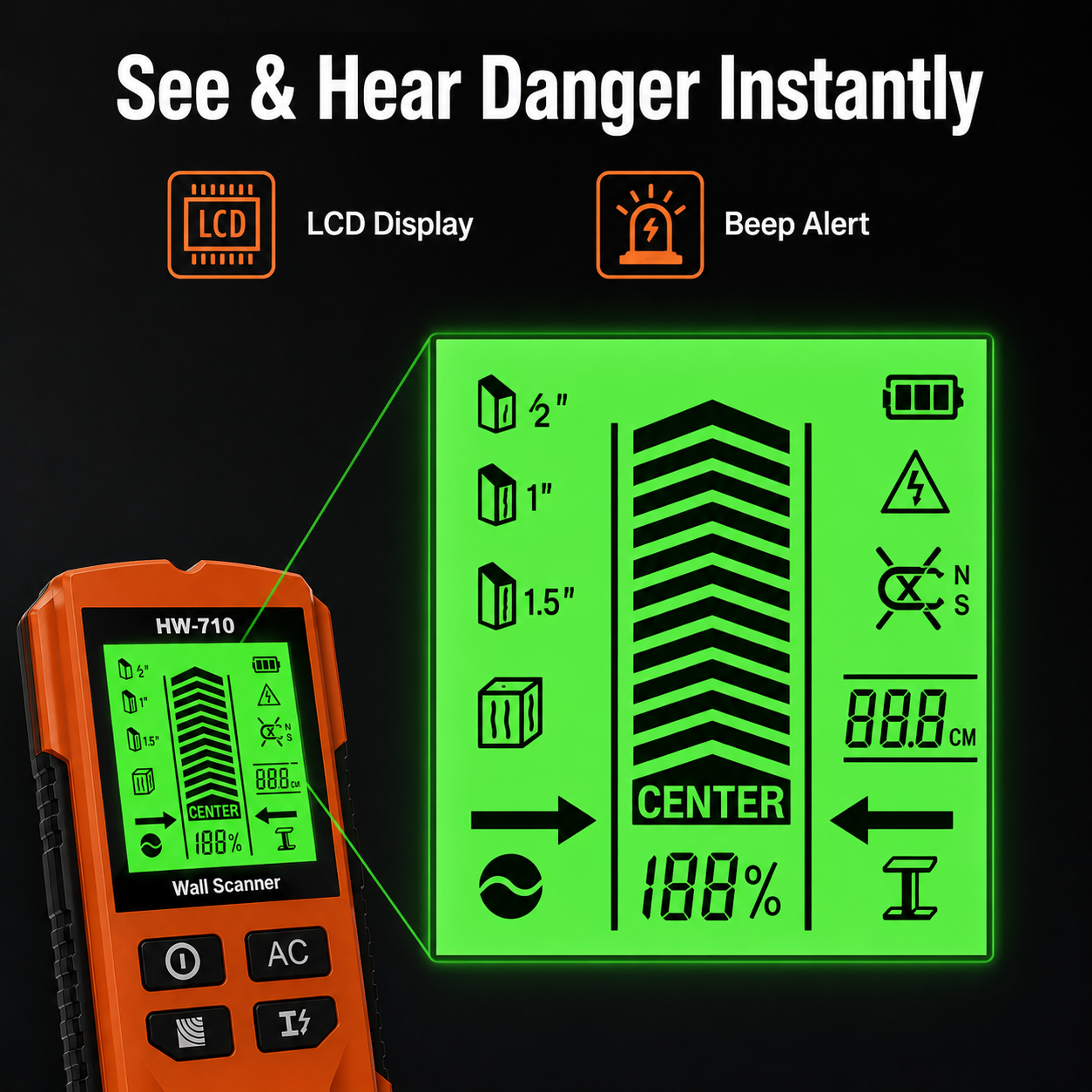 Multi-Function Metal, Wood & Cable Detector (Pack of 2)